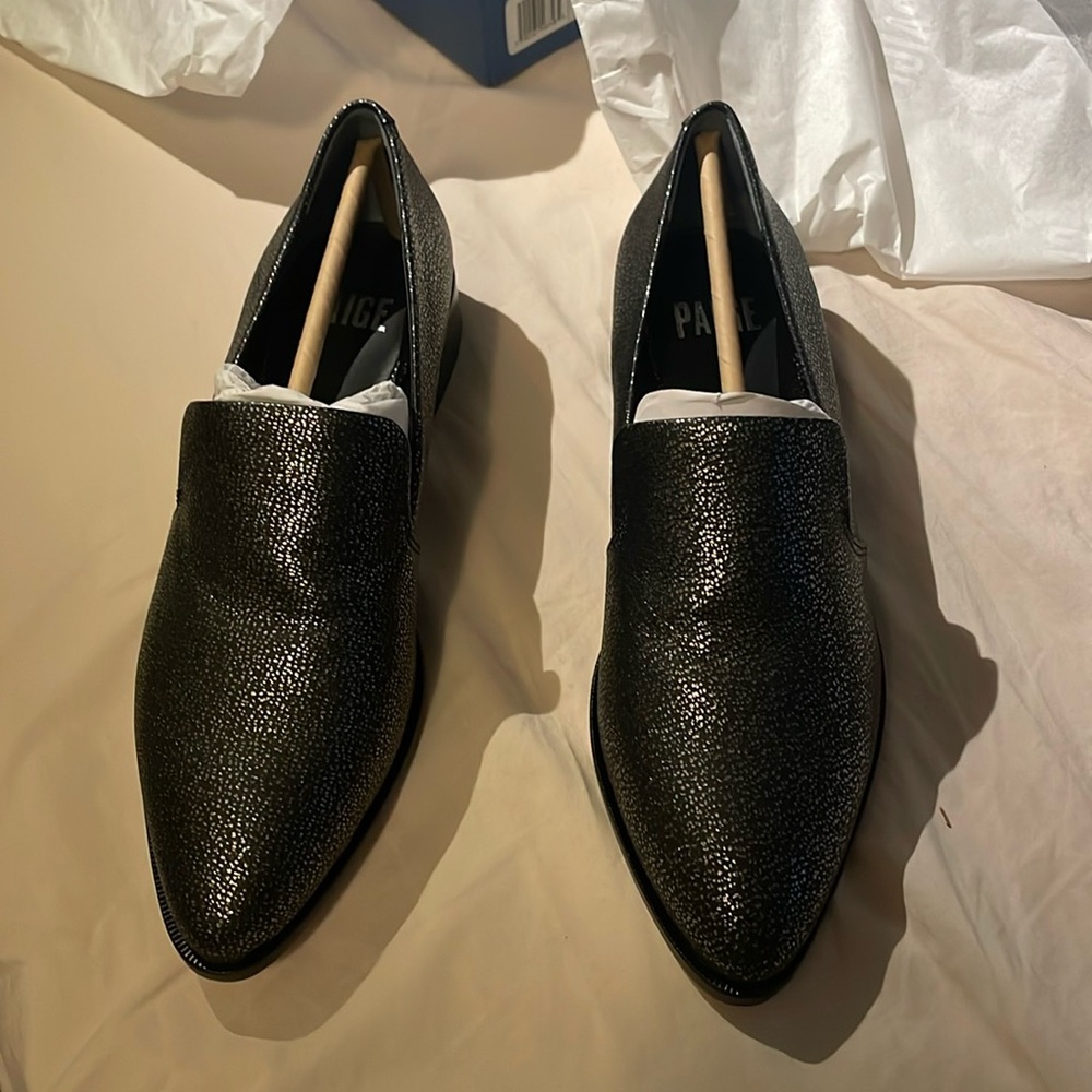 PAIGE Black Textured Loafers